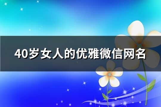 40岁女人的优雅微信网名(共1491个)