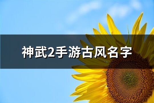 神武2手游古风名字(精选209个)