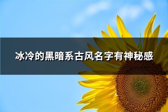 冰冷的黑暗系古风名字有神秘感(精选117个)