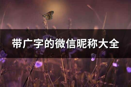 带广字的微信昵称大全(优选57个)