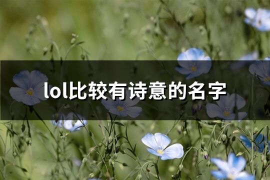 lol比较有诗意的名字(共401个)