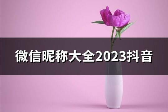 微信昵称大全2023抖音(优选524个)