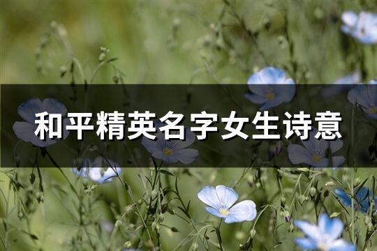 和平精英名字女生诗意(共158个)