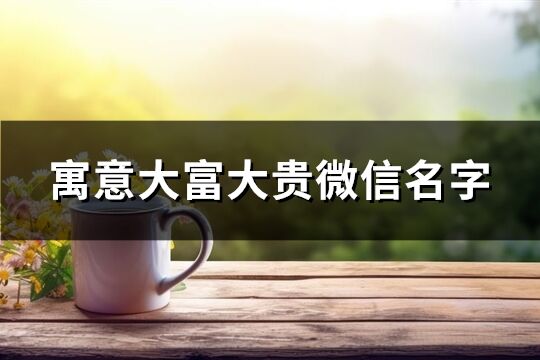 寓意大富大贵微信名字(312个)