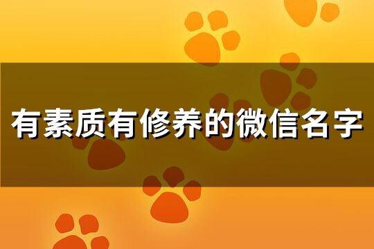 有素质有修养的微信名字(205个)