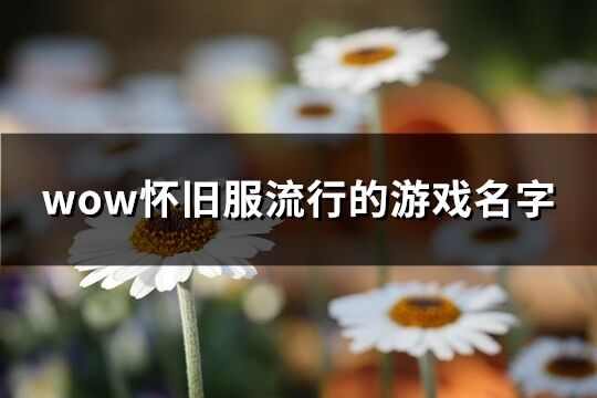 wow怀旧服流行的游戏名字(68个)