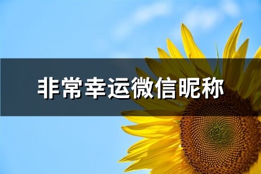 非常幸运微信昵称(精选968个)