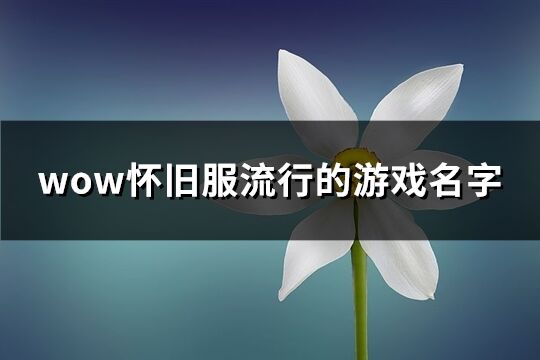 wow怀旧服流行的游戏名字(共61个)