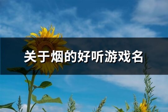 关于烟的好听游戏名(共99个)