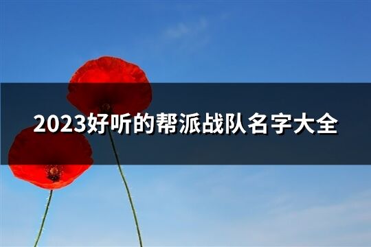 2023好听的帮派战队名字大全(共258个)