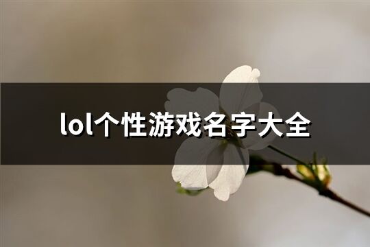 lol个性游戏名字大全(共406个)