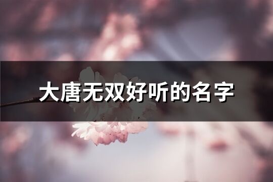 大唐无双好听的名字(共399个) 大唐无双好听的名字(共399个)