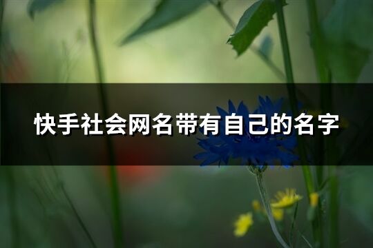 快手社会网名带有自己的名字(共143个)