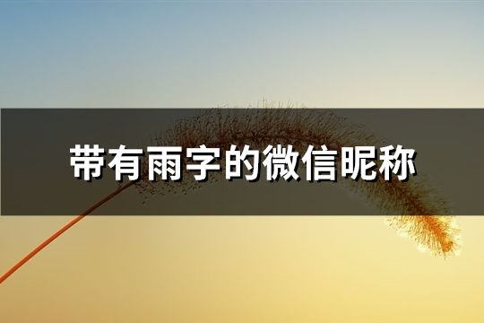 带有雨字的微信昵称(精选77个)