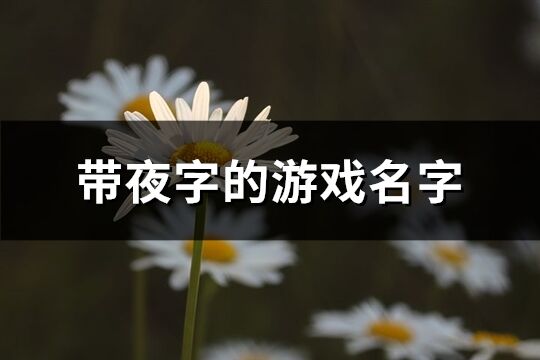 带夜字的游戏名字(共77个)