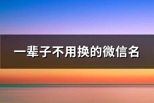 一辈子不用换的微信名(192个)