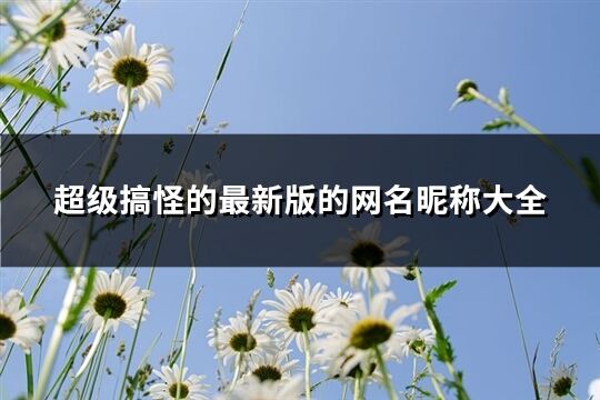 超级搞怪的最新版的网名昵称大全(精选403个)