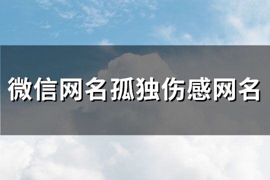 微信网名孤独伤感网名(精选309个)