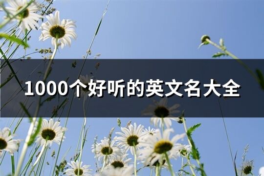 1000；个好听的英文名大全(优选135个)