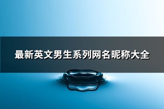 最新英文男生系列网名昵称大全(优选273个)