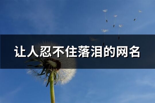 让人忍不住落泪的网名(371个)