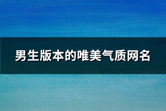 男生版本的唯美气质网名(精选246个)