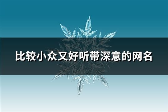 比较小众又好听带深意的网名(共100个)