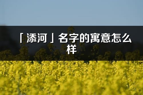 「添河」名字的寓意怎么样_添河的出处