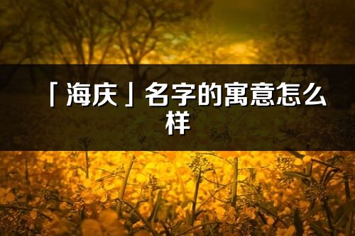 「海庆」名字的寓意怎么样_海庆的出处