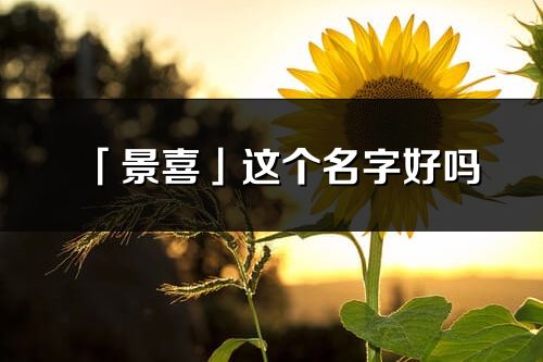 「景喜」这个名字好吗_景喜名字寓意,含义