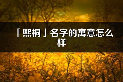 「熙桐」名字的寓意怎么样