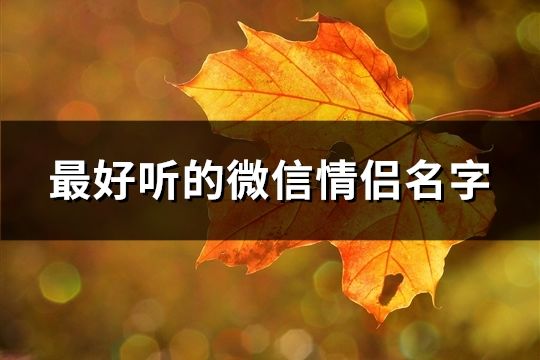 最好听的微信情侣名字(精选55对)