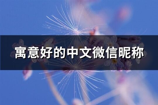 寓意好的中文微信昵称(优选727个)