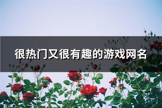 很热门又很有趣的游戏网名(精选685个)