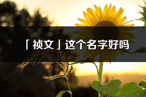 「祯文」这个名字好吗